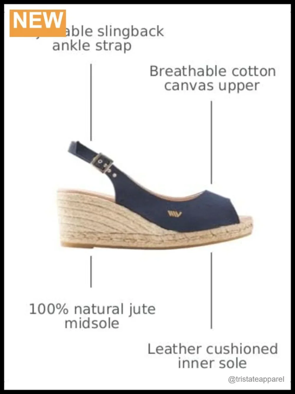 Canvas Slingback Wedge Sandals with Ankle Strap, 2.5